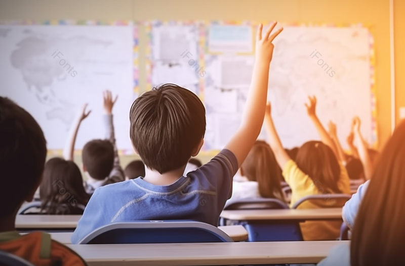 小学生在课堂上举手回答问题,高清,摄影图,摄影图片,图片大全,摄影图免费下载